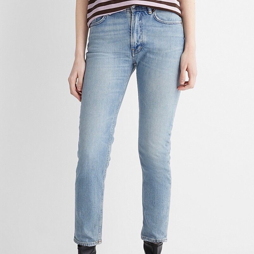 Acne Studios Melk Light Blue High Rise Slim Fit Crop Denim Jeans